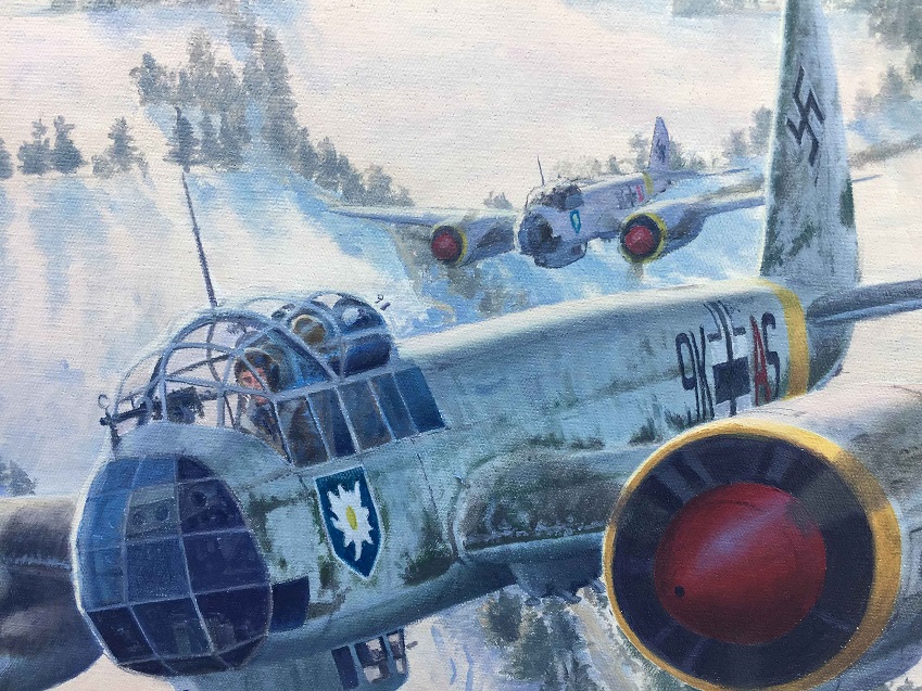 Jukers Ju88 aircraft art painting by Steven Heyen